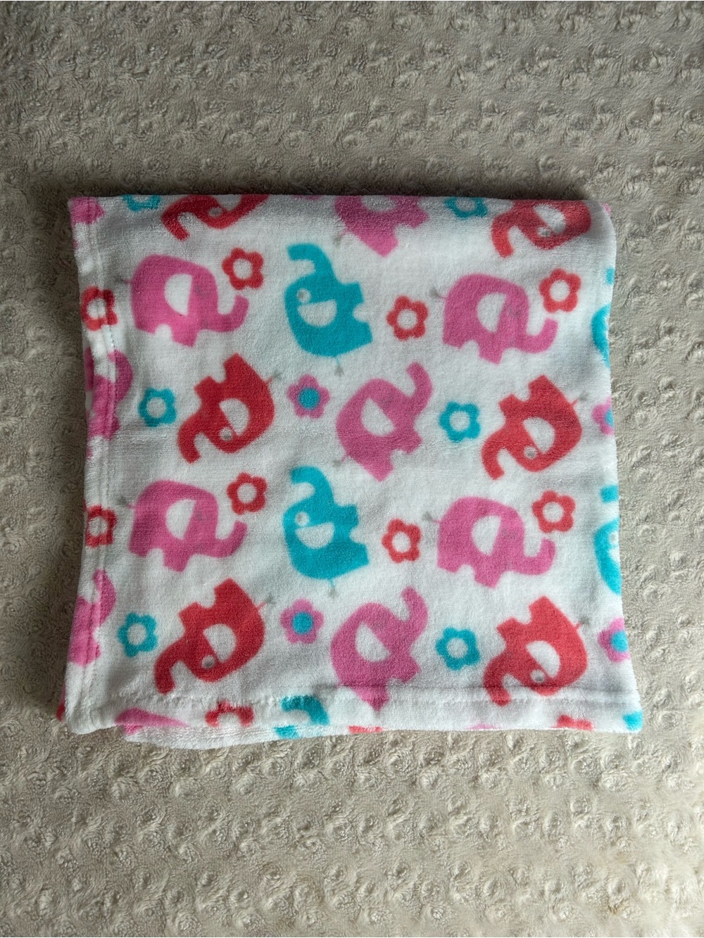 Zak & Zoey Pink Blue Elephants Baby Blanket Flowers White Gray Floral